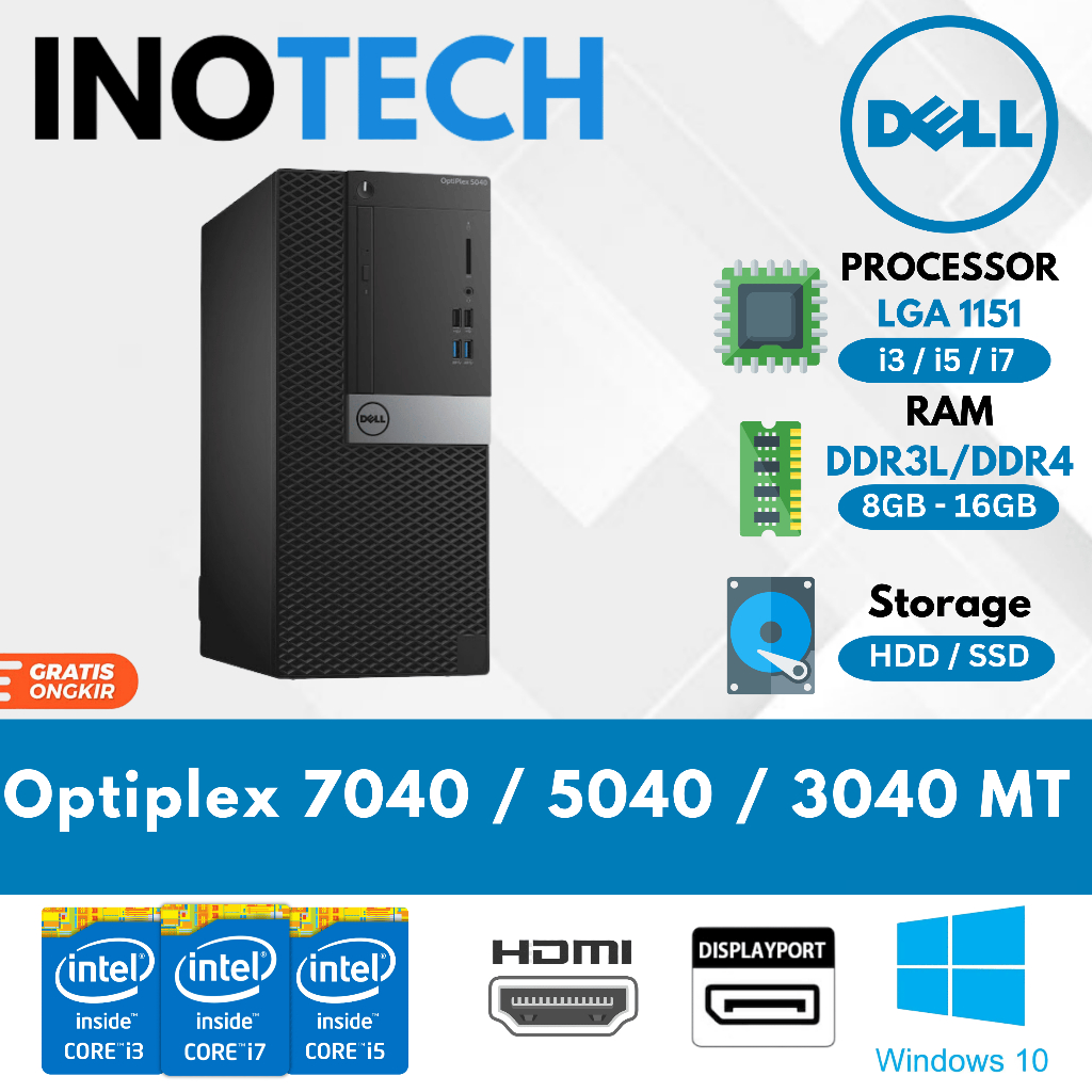 Dell OptiPlex MT 3040 5040 7040 Core i3/i5/i7 Gen 6 PC Desktop