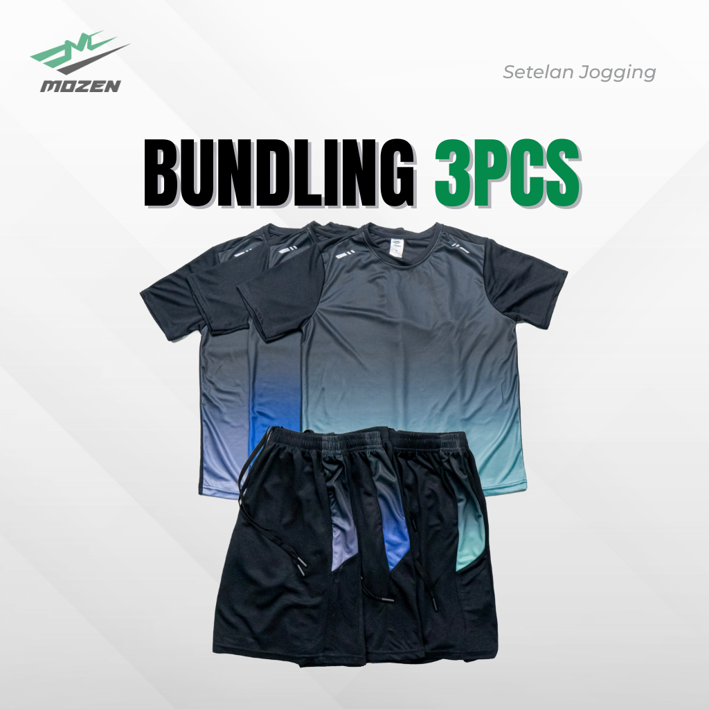 [COMBO 3] Setelan Olahraga Lengan Pendek Pria Baju Jogging Olahraga Pria/Celana Badminton Pria