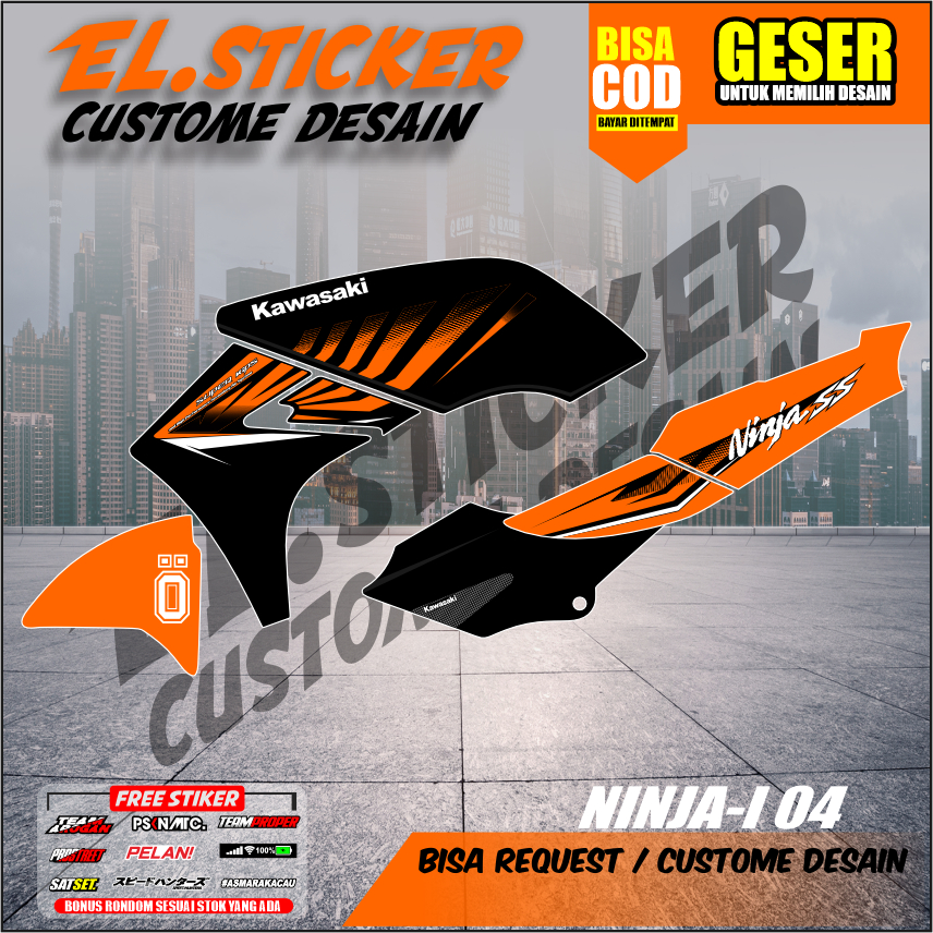 Striping Stiker Transparan UV Ninja SS Bahan Maxdecal Desain Minimalis Warna Orange Ninja-I 04
