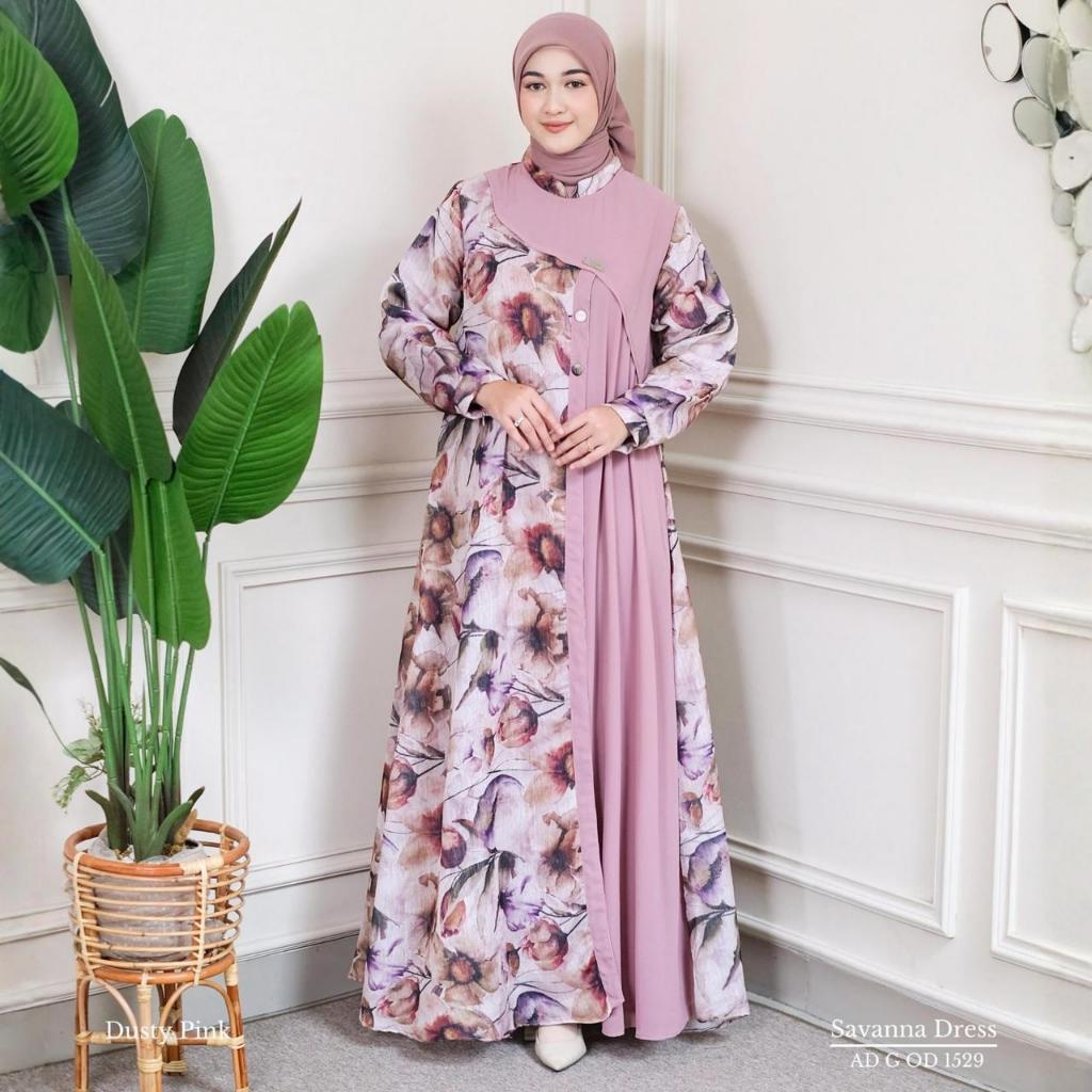 Ninos Design  Savanna Dress Gamis Muslim Motif Cantik