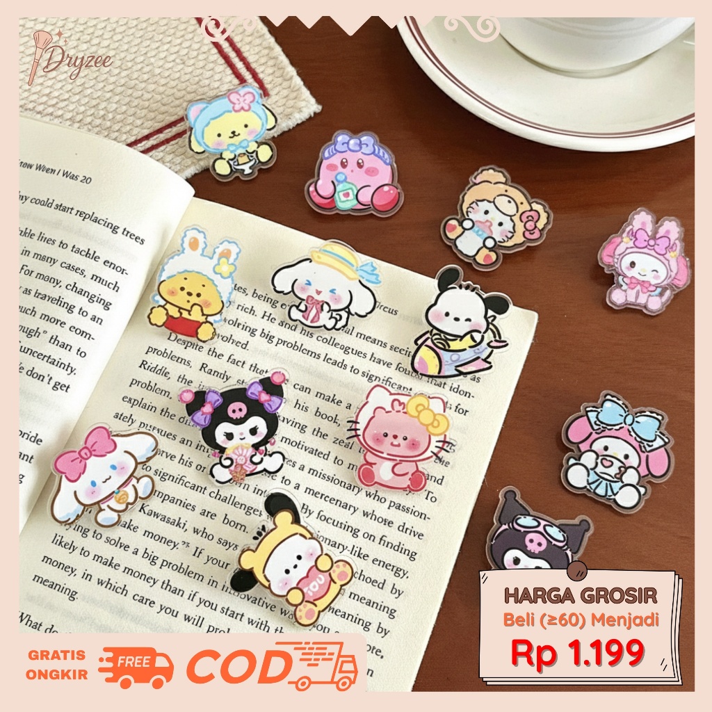 Pin Bros Motif Sanrio Pin Baju Tas Topi Lucu Pin Hijab Anak Souvenir Kartun Pin Akrilik AC019
