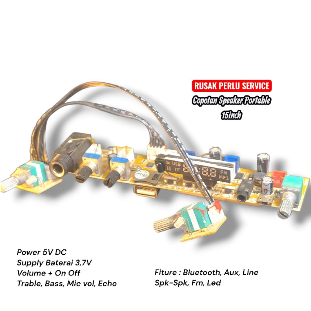 Modul Copotan Speaker Portable 15inch Rusak Perlu Service