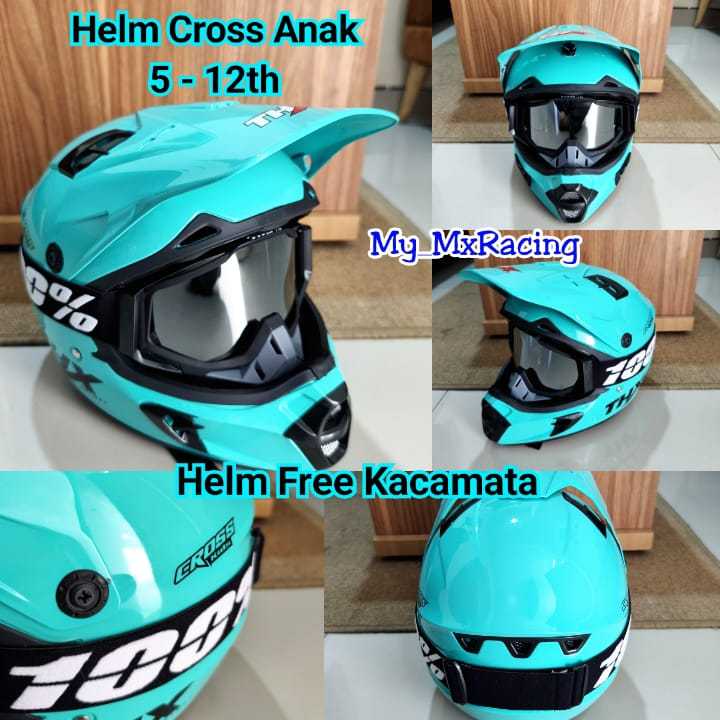 helm cross plus kacamata trail anak kids helm pelindung kepala anak