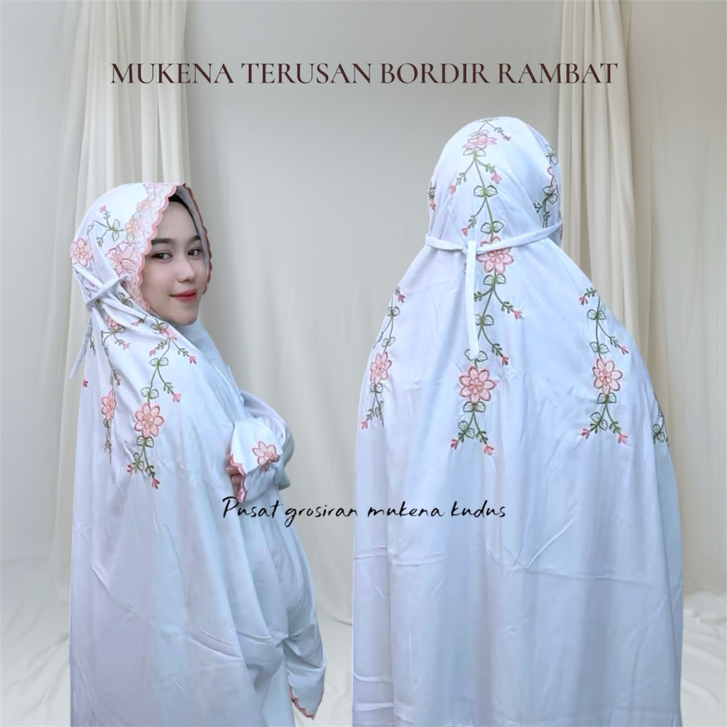 MUKENA TERUSAN BORDIR PED MINANG MUKENA SANTRI MUKENA PANJANG BAHAN KATUN ADEM
