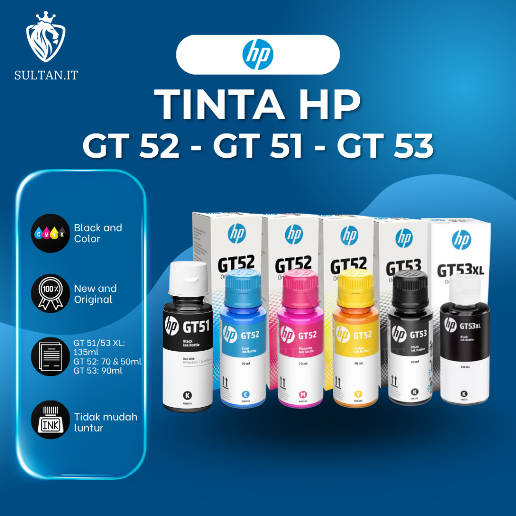 Hp Tinta GT 51 / GT 52 / GT 53 Original Tinta Bottle