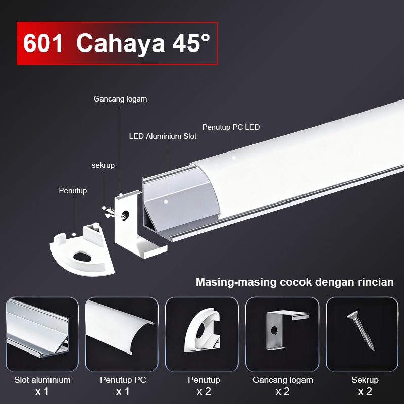 Aluminium Channel untuk Lampu LED 12V 24V - Case Lampu LED Low Voltage