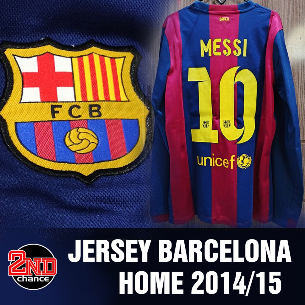 JERSEY BAJU BOLA RETRO BARCA BARCELONA  2014/15 #10 MESSI GRADE ORI MURAH