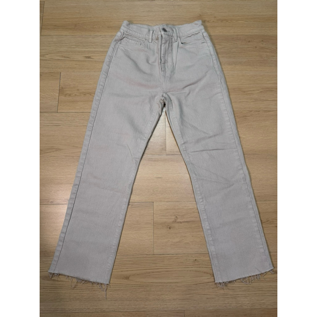 LOFT High Waist Straight Crop Jeans Beige