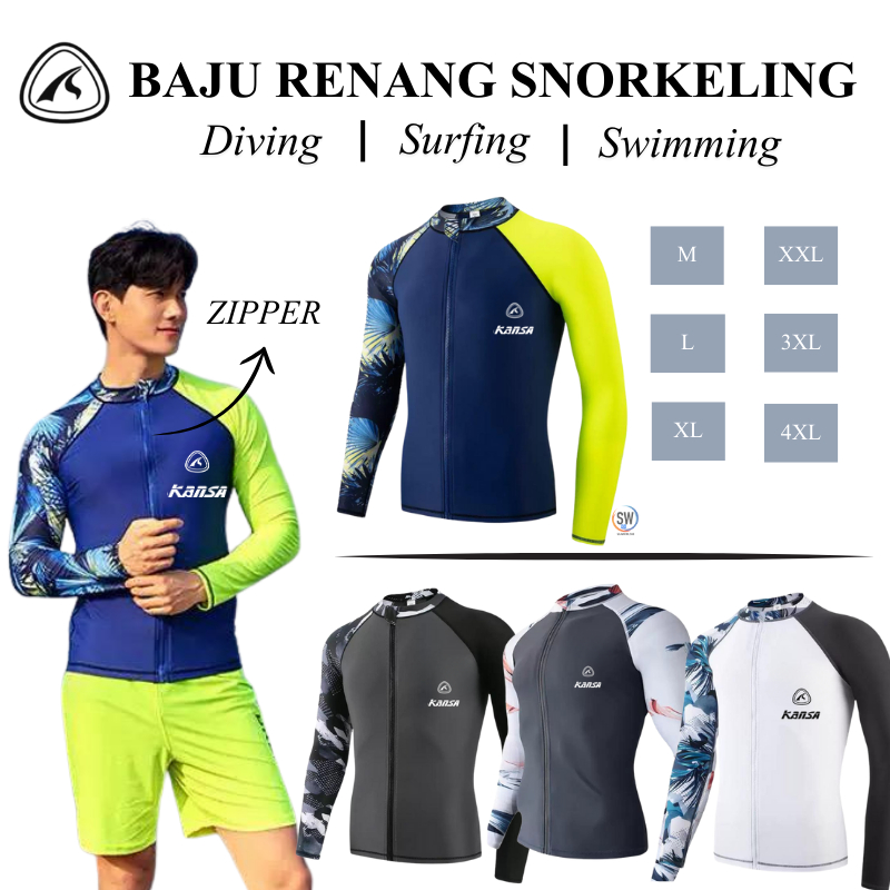 Jaket Diving Baju Snorkeling Selam Kansa Men's 0.5mm Lycra Anti-Jellyfish Lengan Panjang Baju Diving