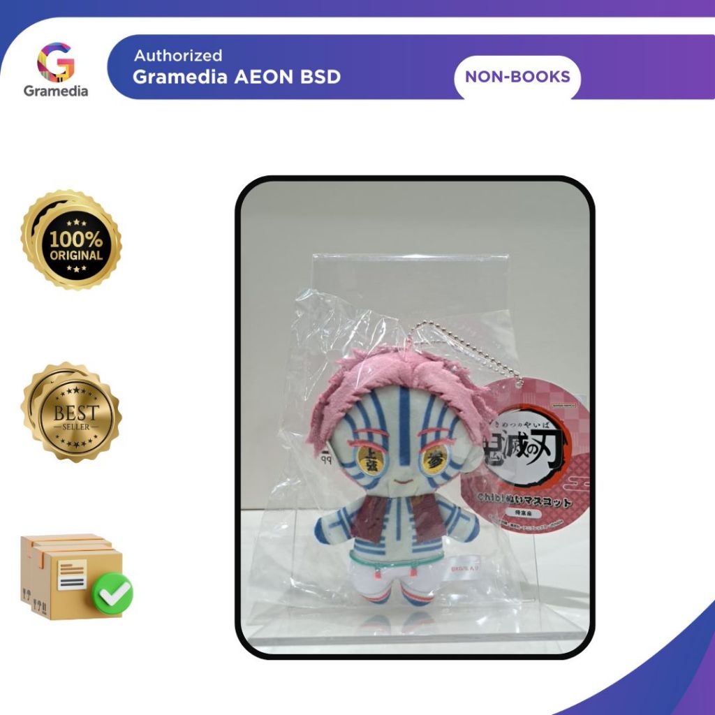 BANDAI CHIBI PLUSH MASCOT_DEMON SLAYER_AKAZA - GRAMEDIA AEON MALL BSD