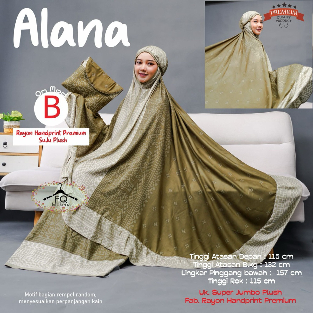 Mukena Alana Super Jumbo Mukena Jumbo Rayon Premium Motif Handprint Premium
