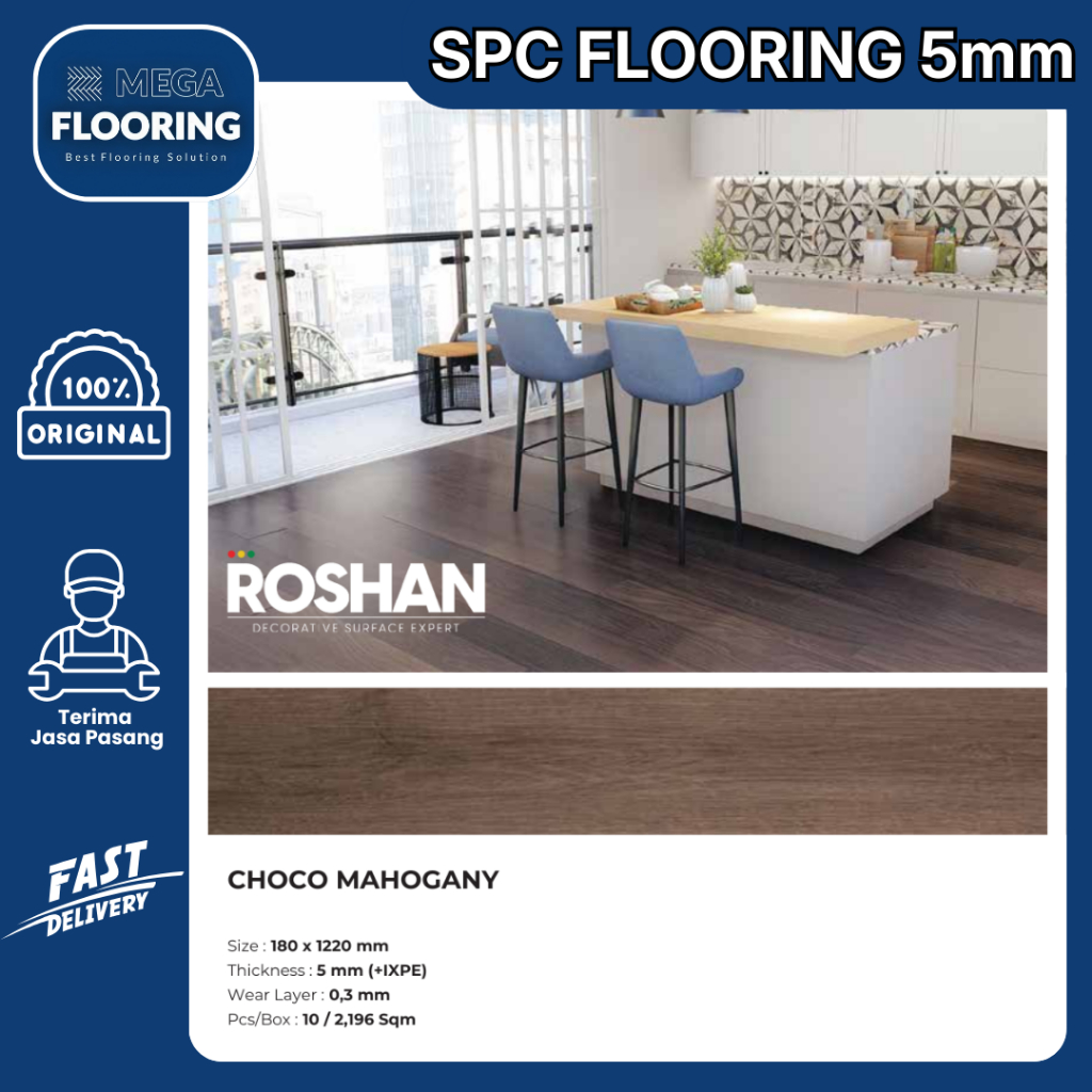 Lantai SPC 5mm Premium ROSHAN SPC Flooring | SPC Lantai Flooring 5 mm