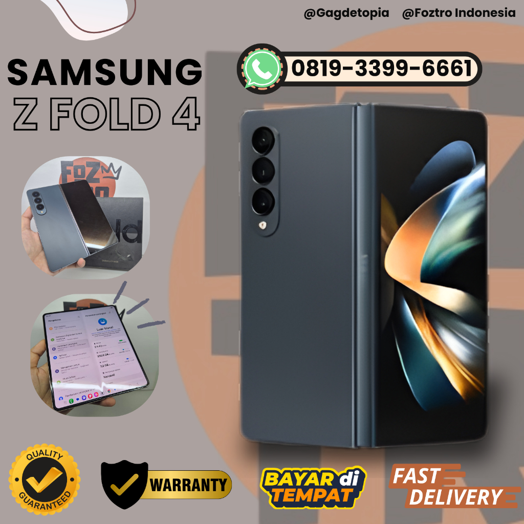 Samsung Galaxy Z Fold 4 Second Resmi 12/512GB GreyGreen FULLSET NO MINUS
