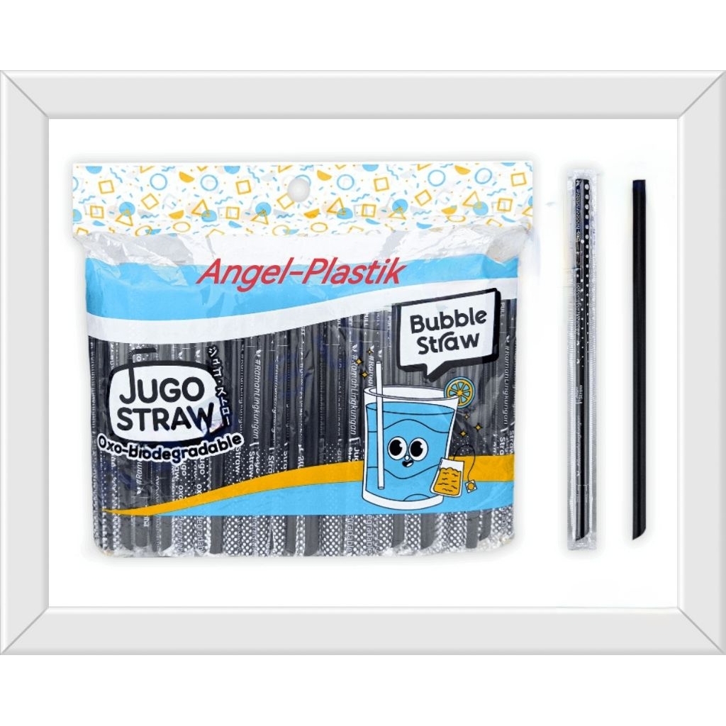 SEDOTAN PLASTIK 8MM 20CM SEDOTAN BUBBLE BOBA COCHOC STERIL HITAM ISI 100PC DAN 500 PC