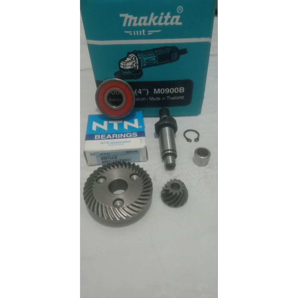 sepaket spindle+gear set+bearing+laher bambu+snap ring gerinda makita m0900b/m0910b