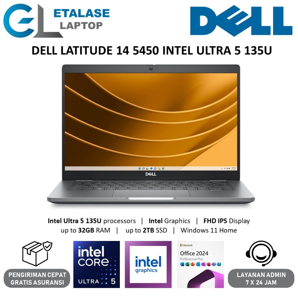 Laptop Dell Latitude 14 5450 Intel Ultra 5 135U 32GB DDR5 2TB SSD 14.0 Inch FHD IPS Windows 11
