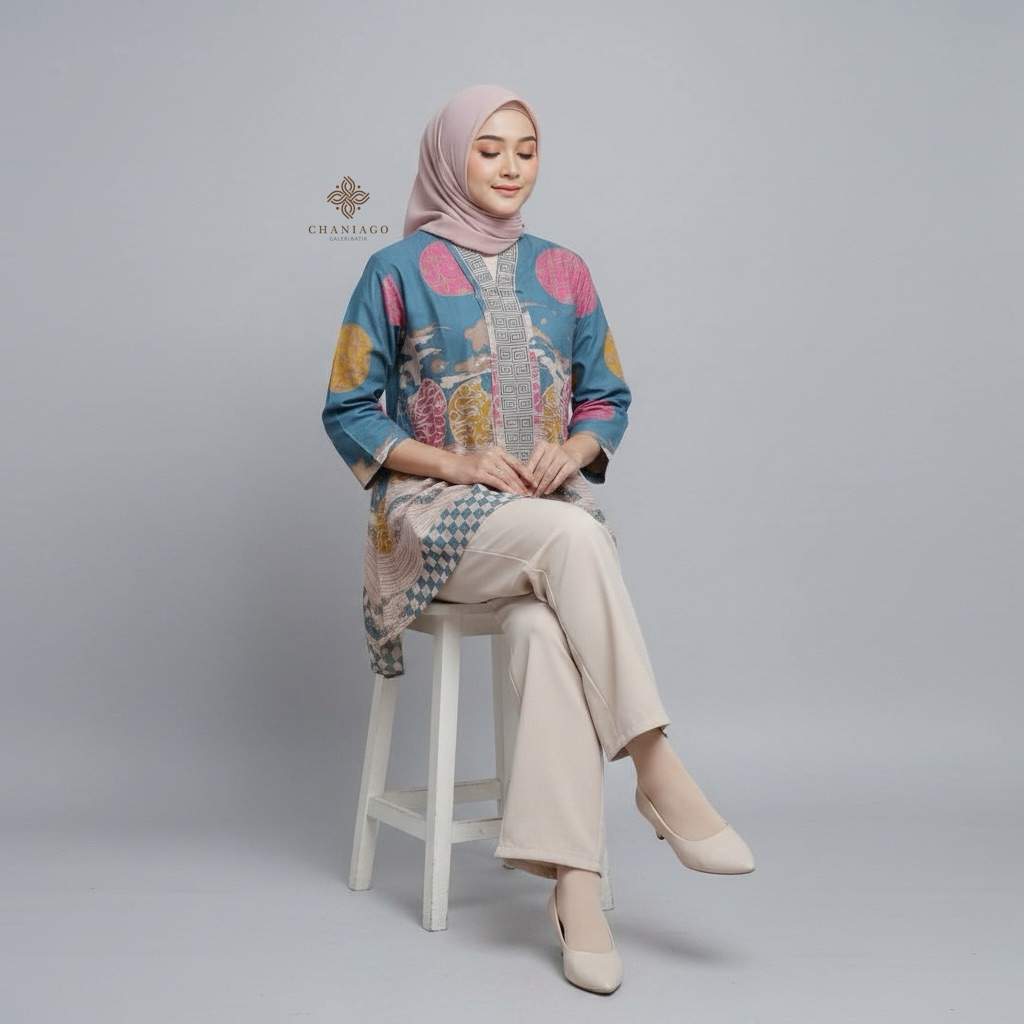 BATIK TUNIK PINGUIN/BATIK TUNIK/BATIK PAYUNG/BATIK MODERN/BATIK KEKINIAN/BATIK WANITA LENGAN PANJANG