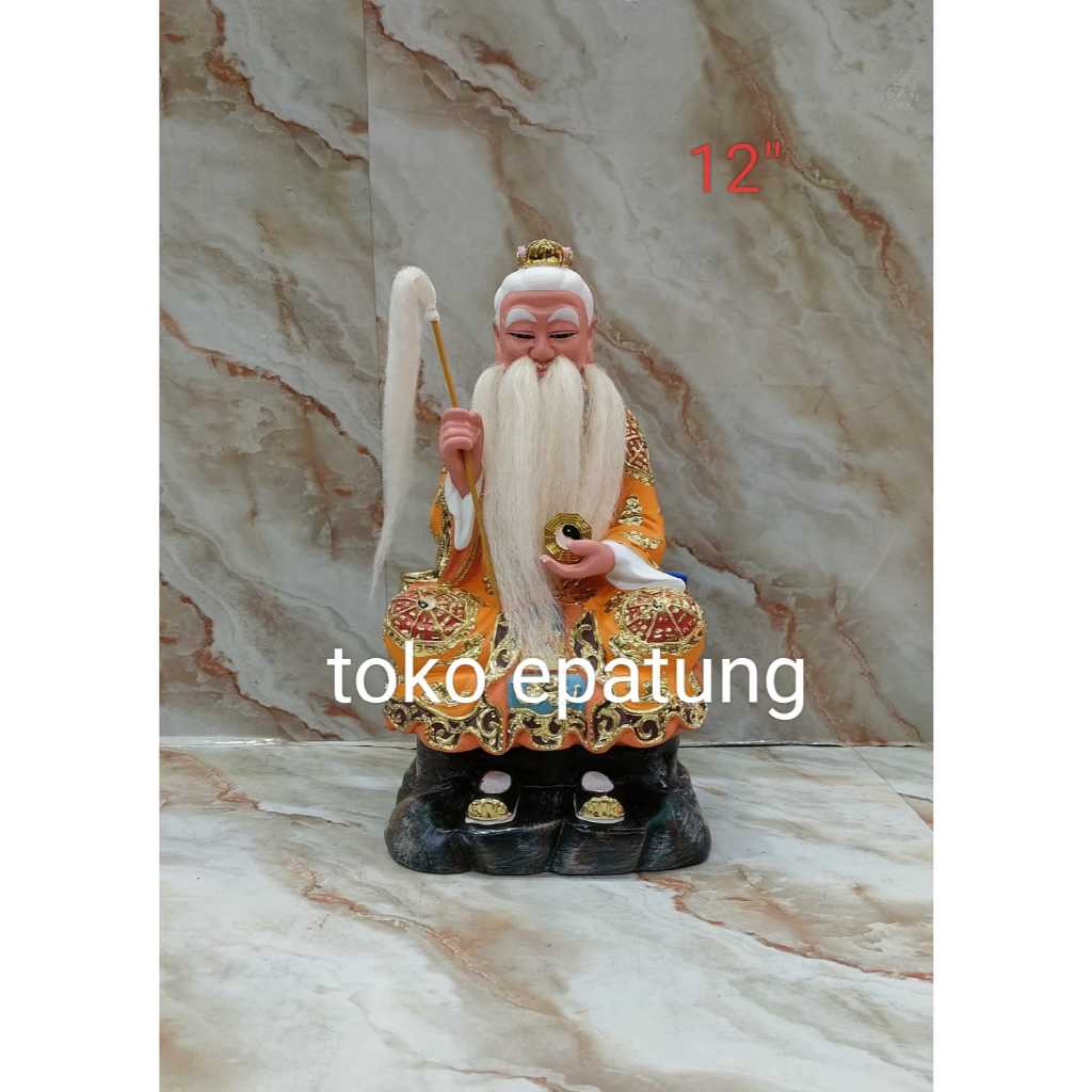 patung dewa thai shang / thai siong - kuning - kayu - 12 inch - l25