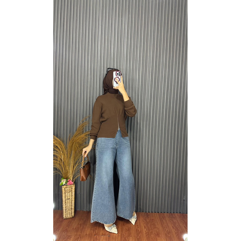 CJ1007 ATASAN RAJUT ZIPER IMPORT