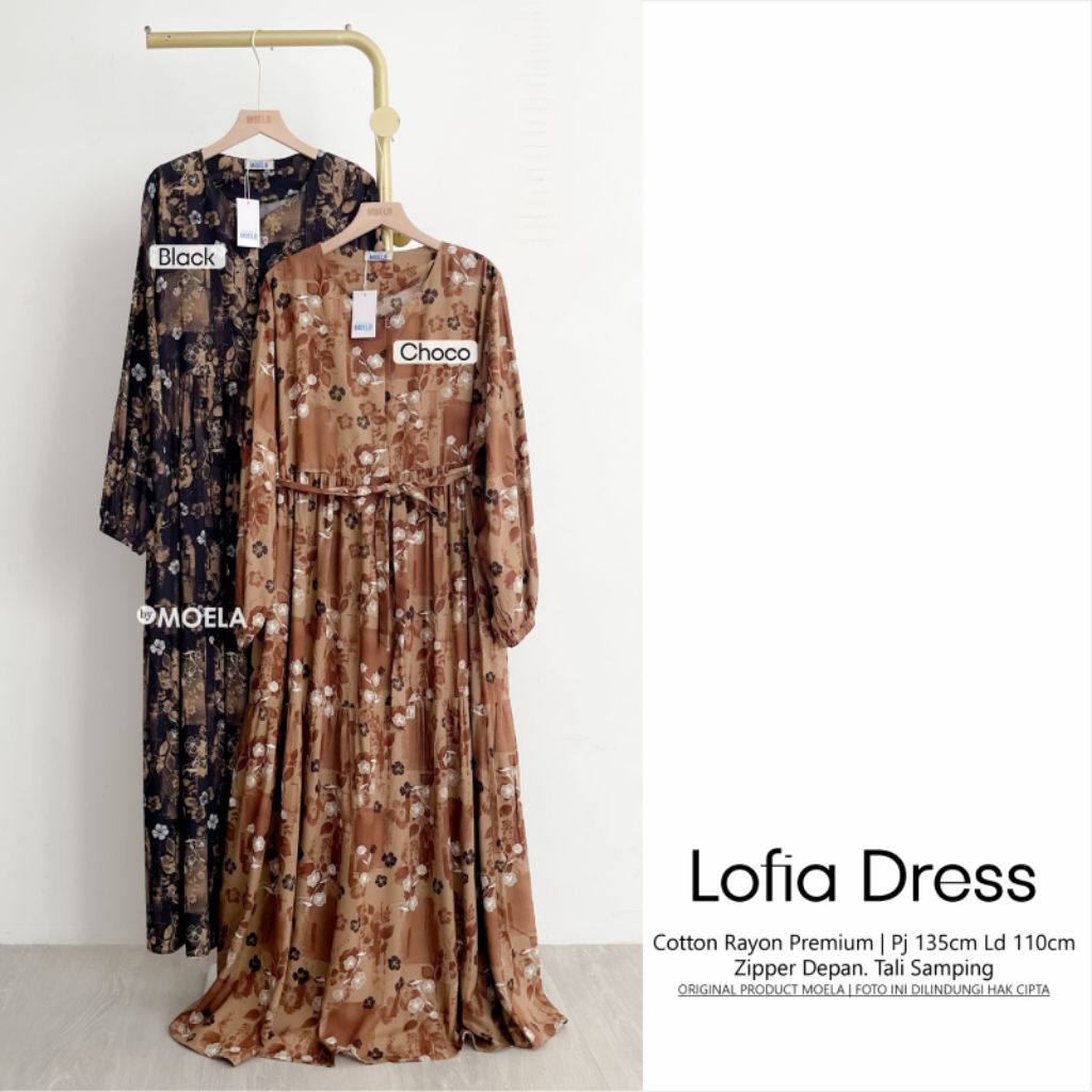 Moela Berlabel Lofia Dress Gamis Jumbo Allsize Busui Premium Catton Rayon Original