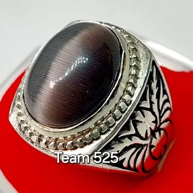 Cincin mata kucing cat eye hitam cincin asli pria wanita / cincin batu akik murah