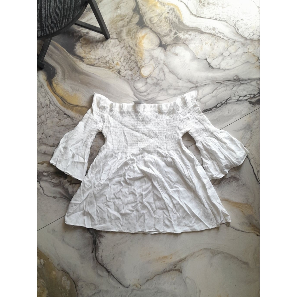 Smocked Body Sabrina Top, Blouse Sabrina Smocked Body