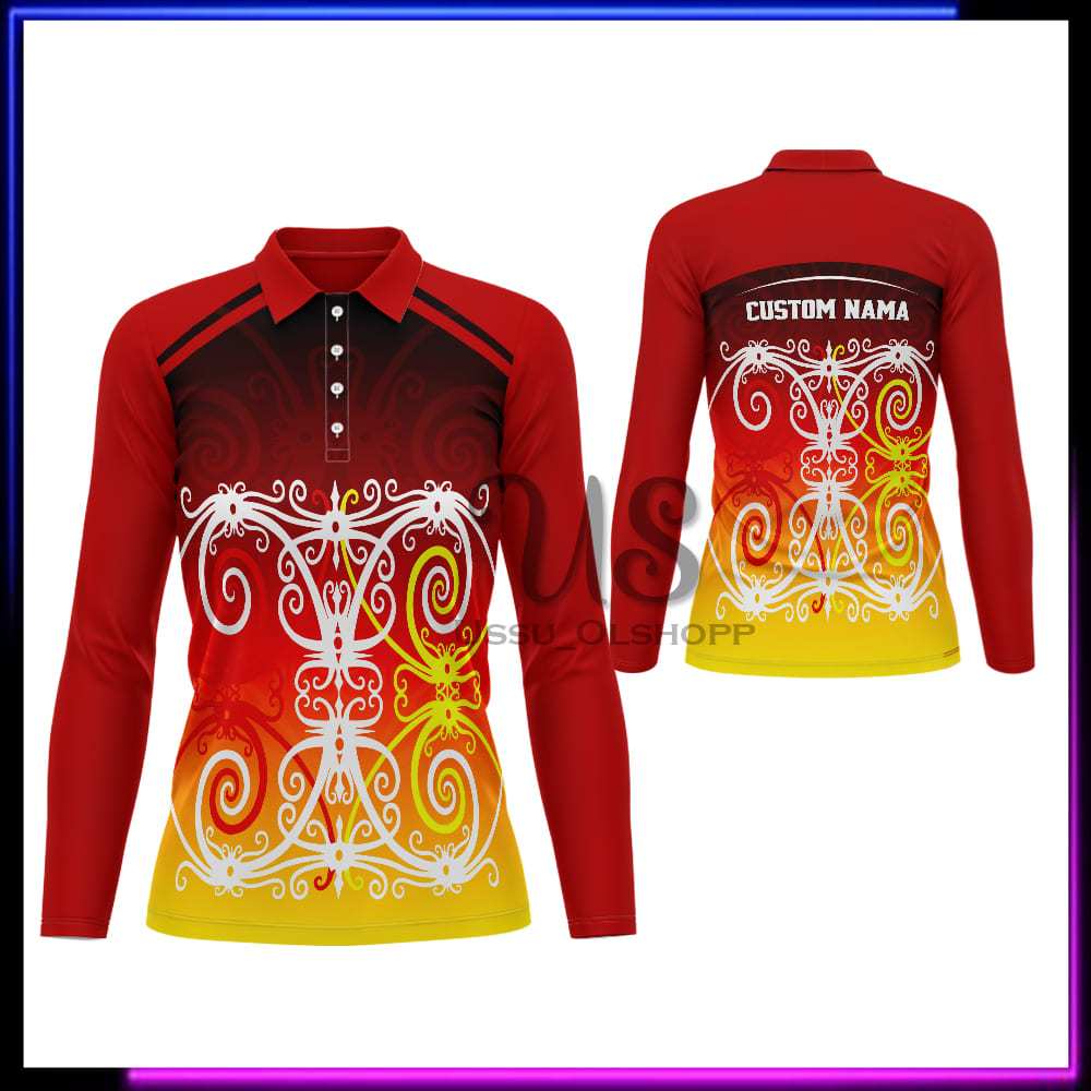 Jersey Pria Motif Batik Dayak Kalimantan / Kaos Polo Pria Wanita Batik Dayak Bisa Pake Nama