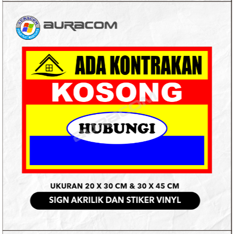 PAPAN AKRILIK & STIKER ADA KONTRAKAN KOSONG C-282
