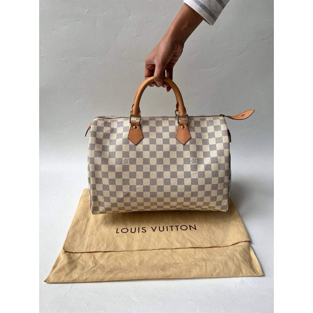 Preloved Lv speedy 35 damier azur 2010 With db, gembok, kunci only