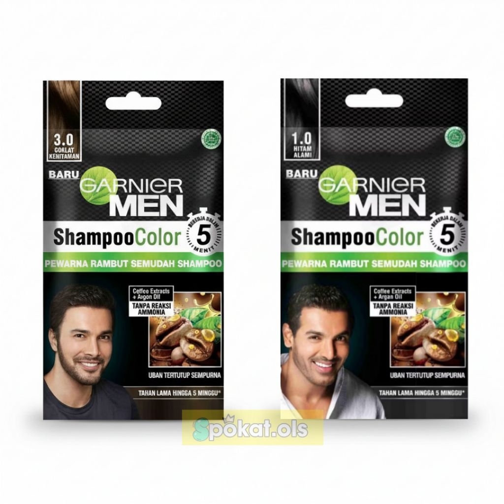 Garnier Man Semir Shampoo Color | Shampo Pewarna Rambut Sachet Pria