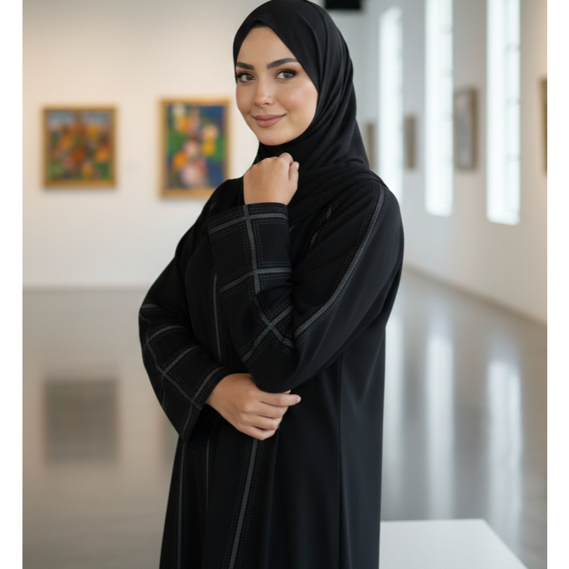 Abaya syauqiah Exclusive Busui Friendly (Zipper Depan) | Gamis Black Jetblack