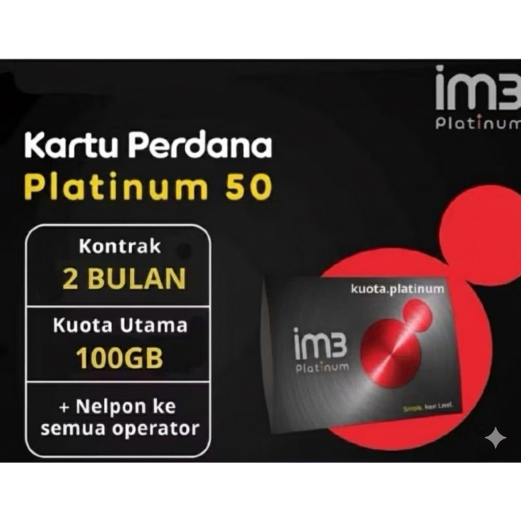 Kartu Perdana Indosat Platinum 4G 100GB Nonstop