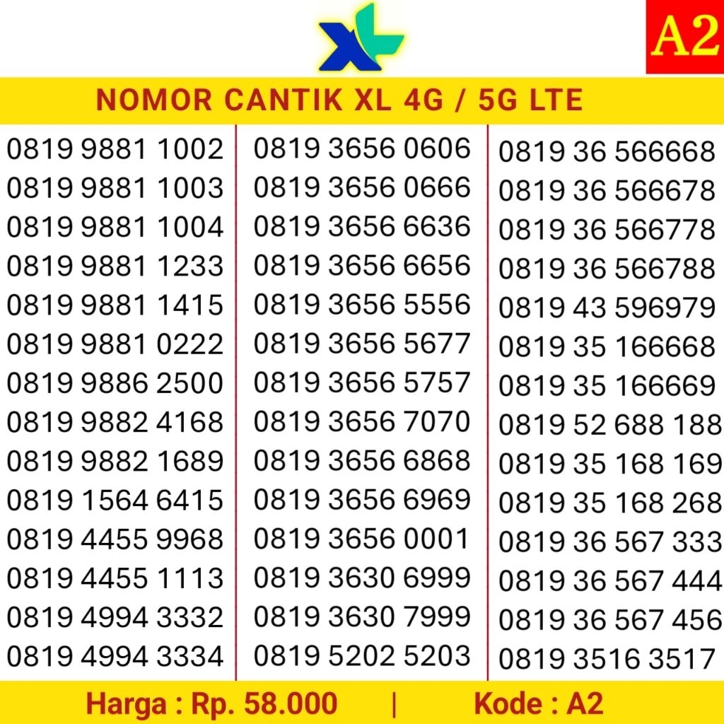 Nomor Cantik XL MURAH 0877 0878 0819 0818 0817 8888 9999