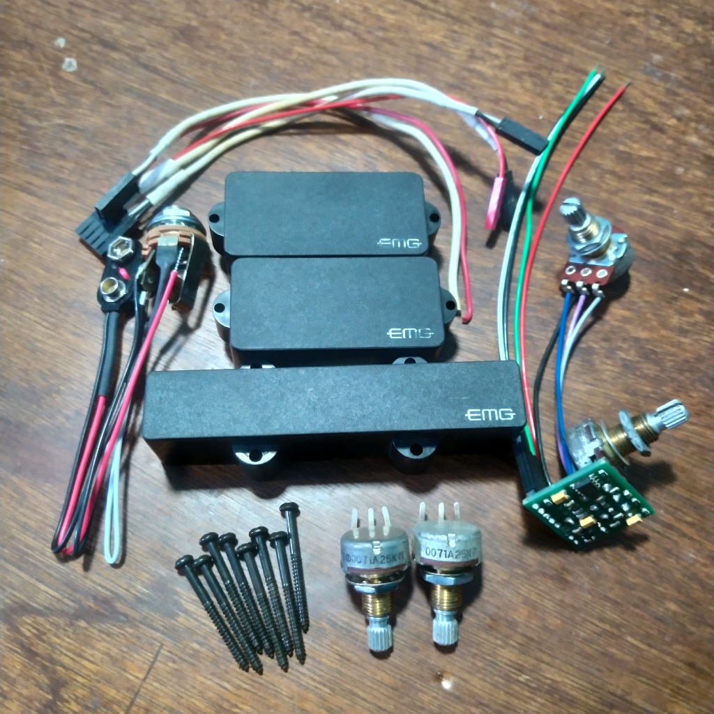 EMG PJ Set Black 4-String Bass Gitar Pickup Set w/ EMG Active BTS Control 2-band equalizer Preamp
