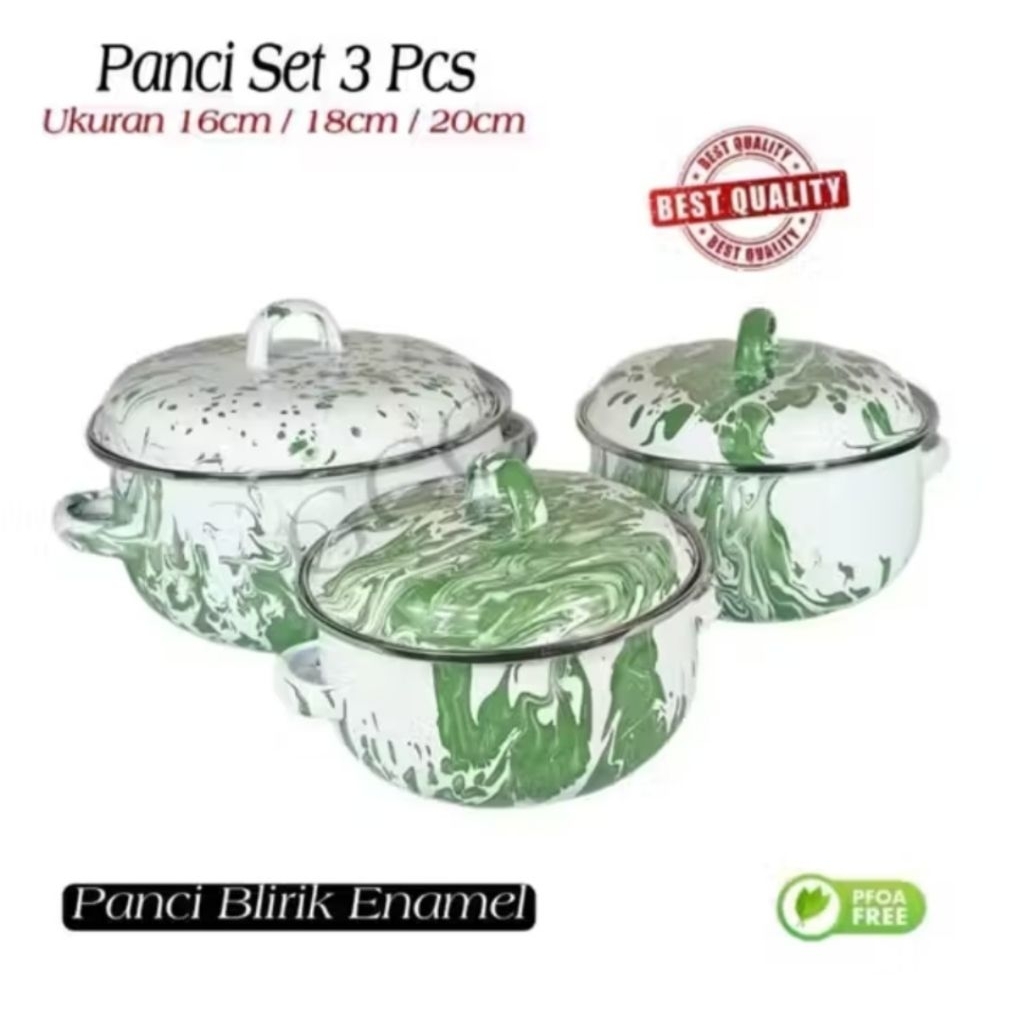 Set 3 pcs panci burik lurik jadul uk 16,18,20 cm