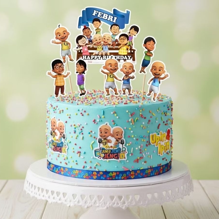 Topper UPIN-IPIN Custom Nama | Hiasan Cake UPIN-IPIN Murah