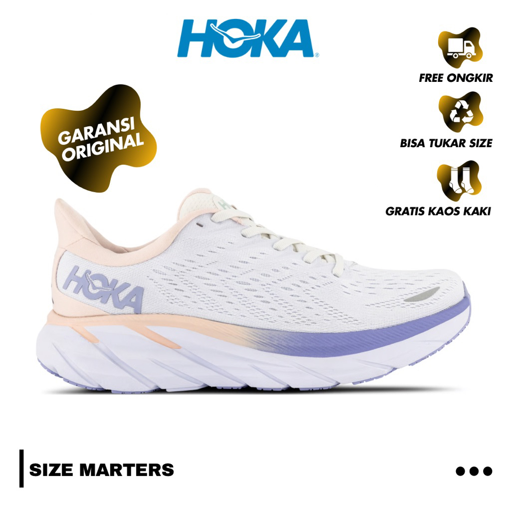 Hoka Clifton 8 Womens Road Running Shoes - White Purple