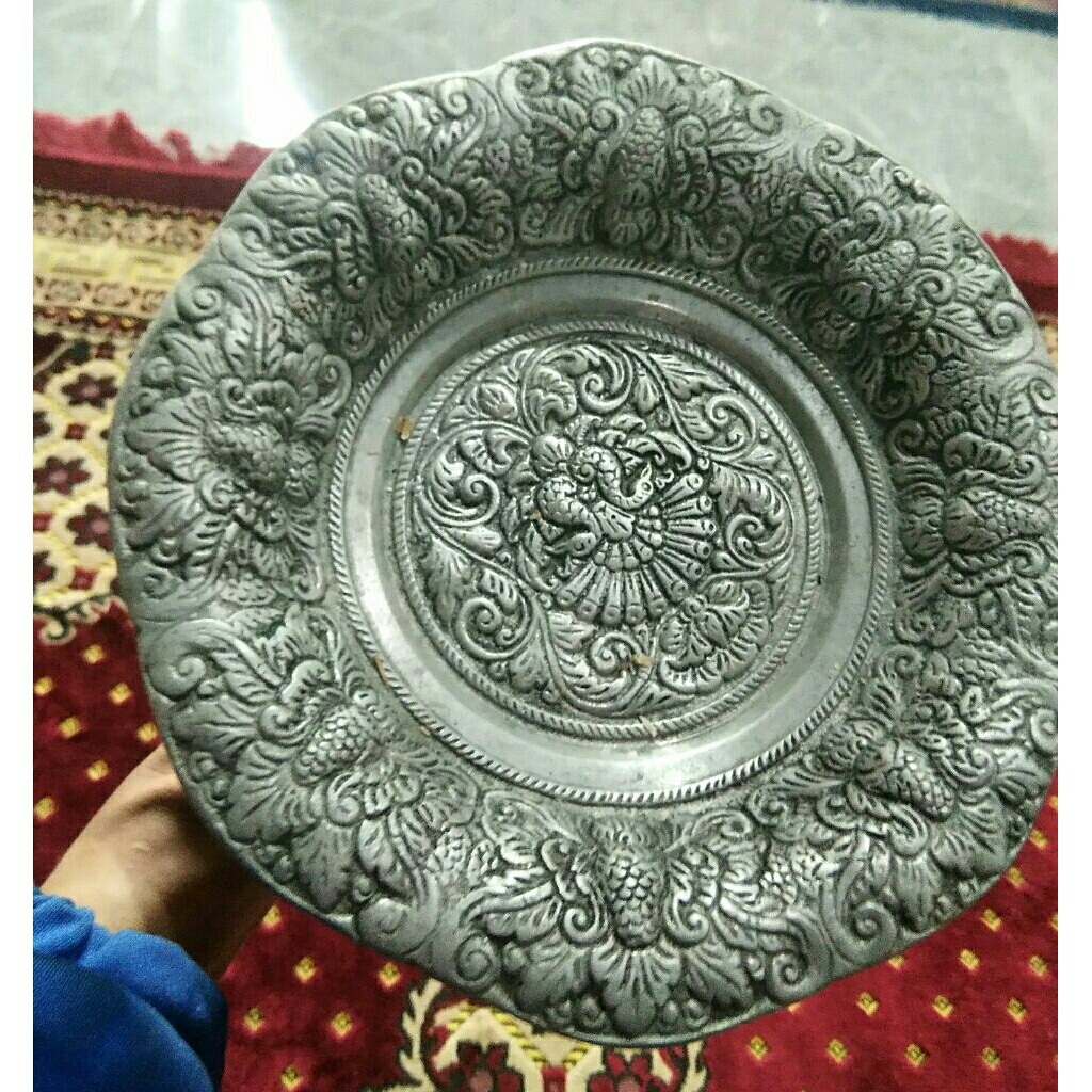 Wadah Tempat Buah Perak Bakar Antik Kuno Preloved