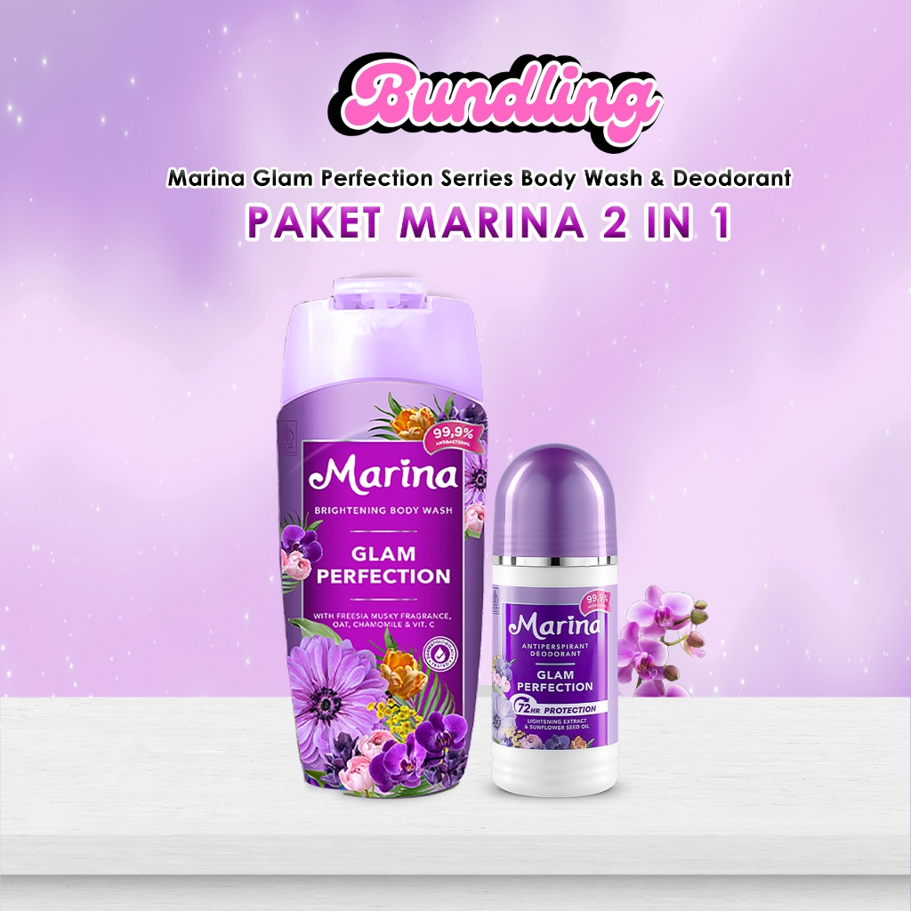 Paket Marina Glam Perfection 2 in 1 Perawatan Tubuh Lengkap dengan Aroma Floral Glamour Tahan Lama