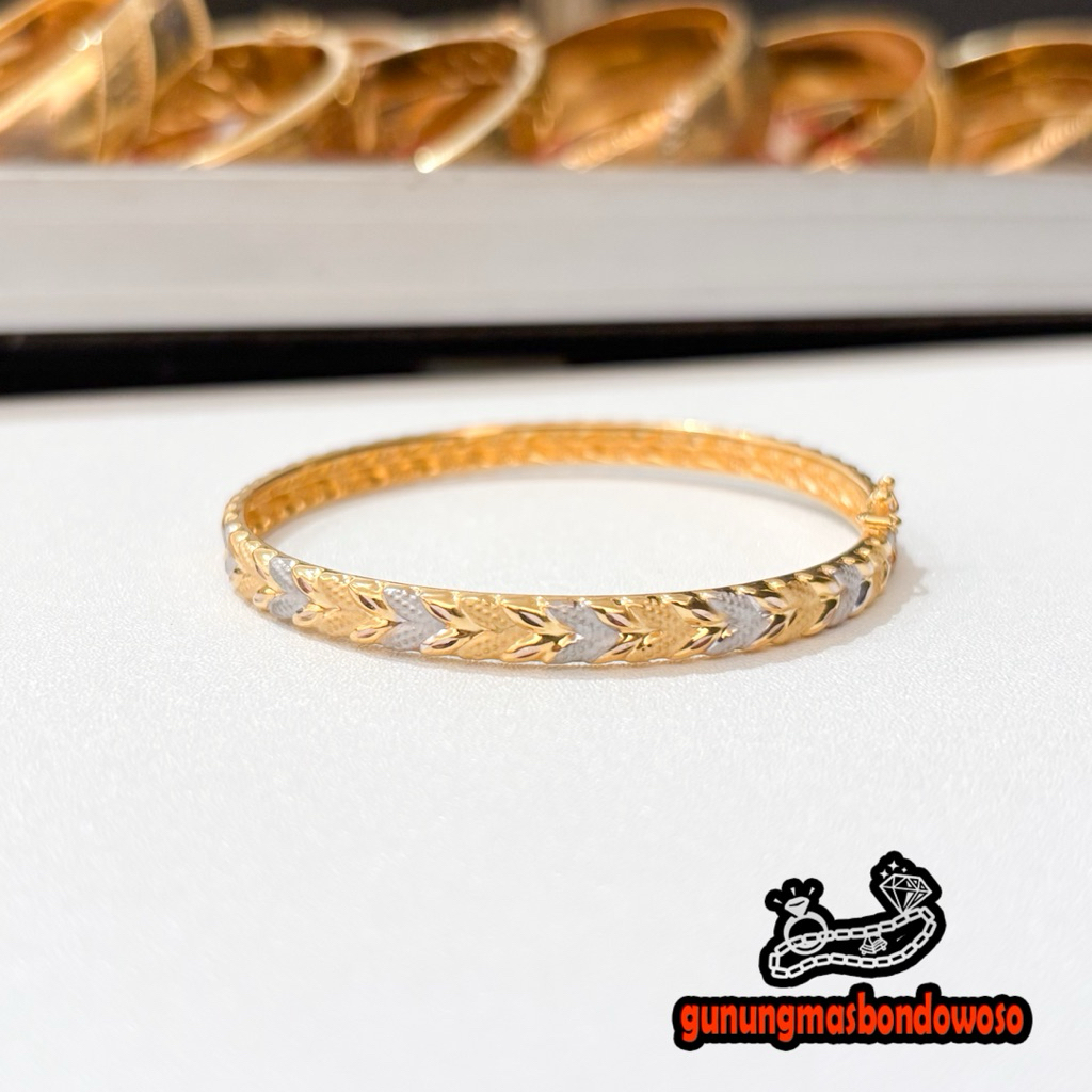 Gelang bangle daun warna dewasa emas asli kadar 300 6k berat 3.200gr