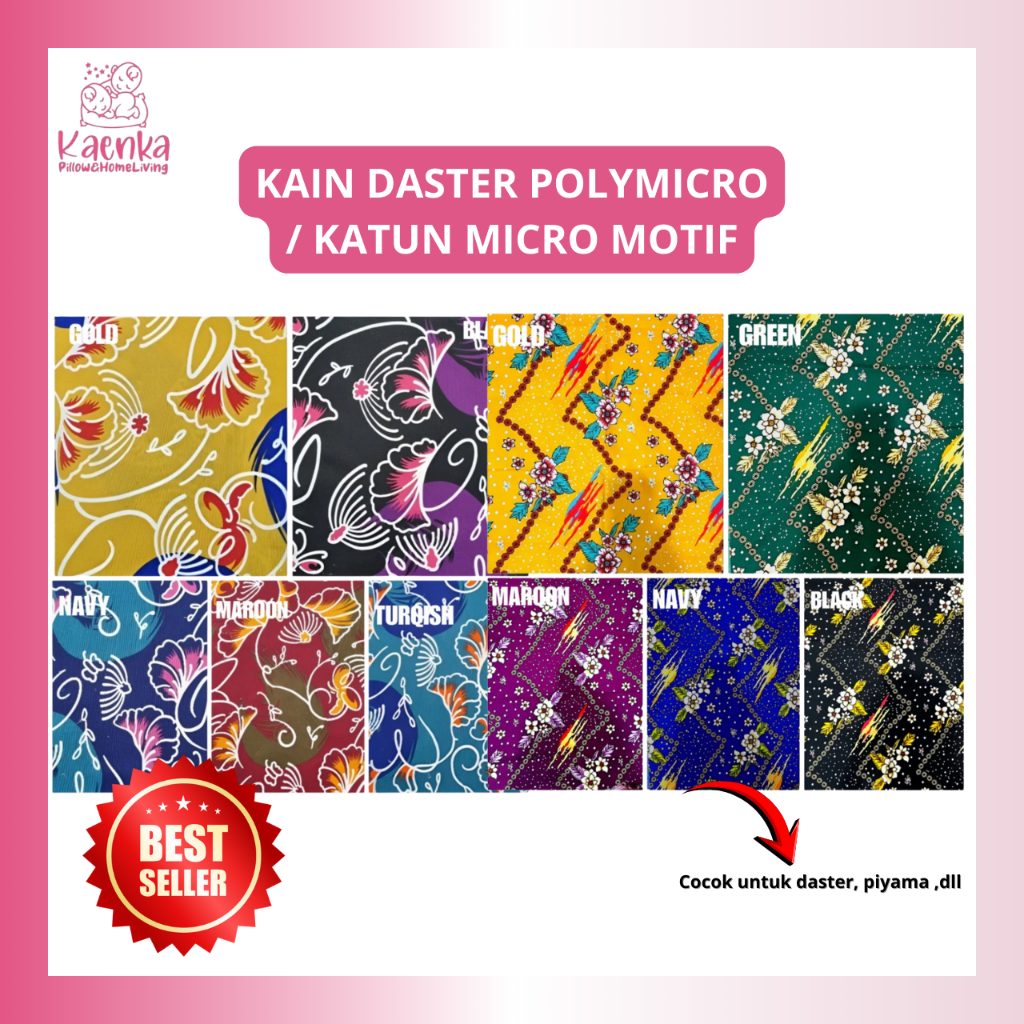 Kain Daster Polymicro / Katun Micro Motif  Lembut dan adem lebar 240cm