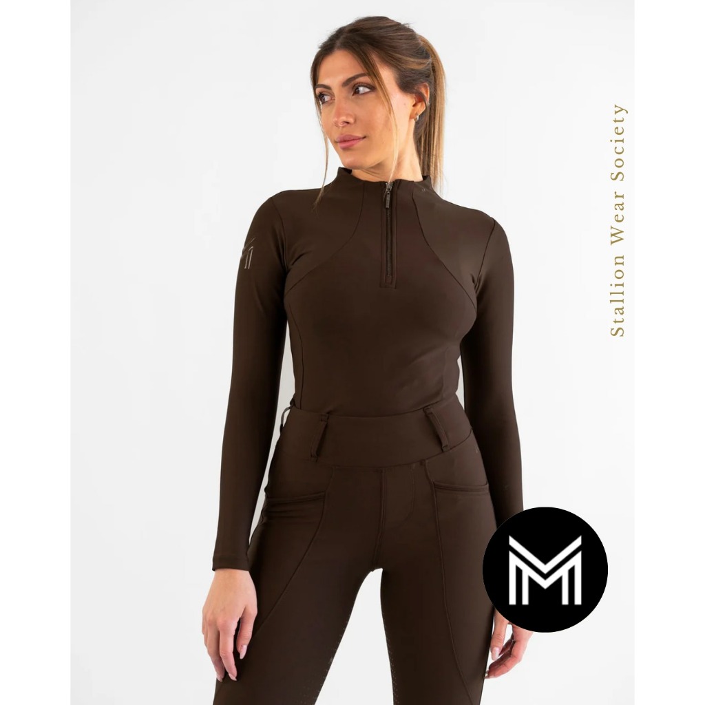 MAXIMILIAN Long Sleeve Base Layer in Chocolate Baju Olahraga Berkuda Wanita