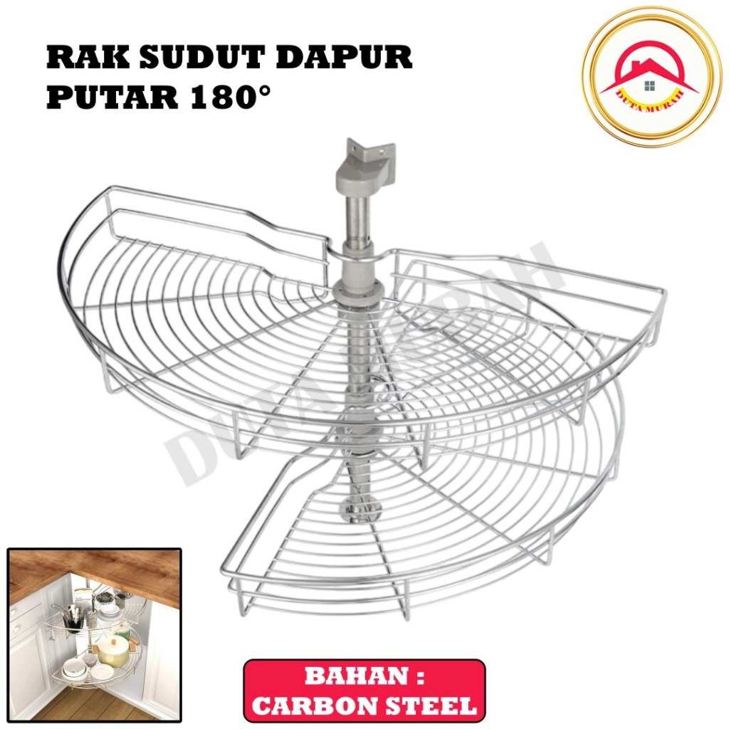Rak Sudut Putar 180° Rak Dapur Sudut Putar Serbaguna 180° Corner Swivel Basket Kit