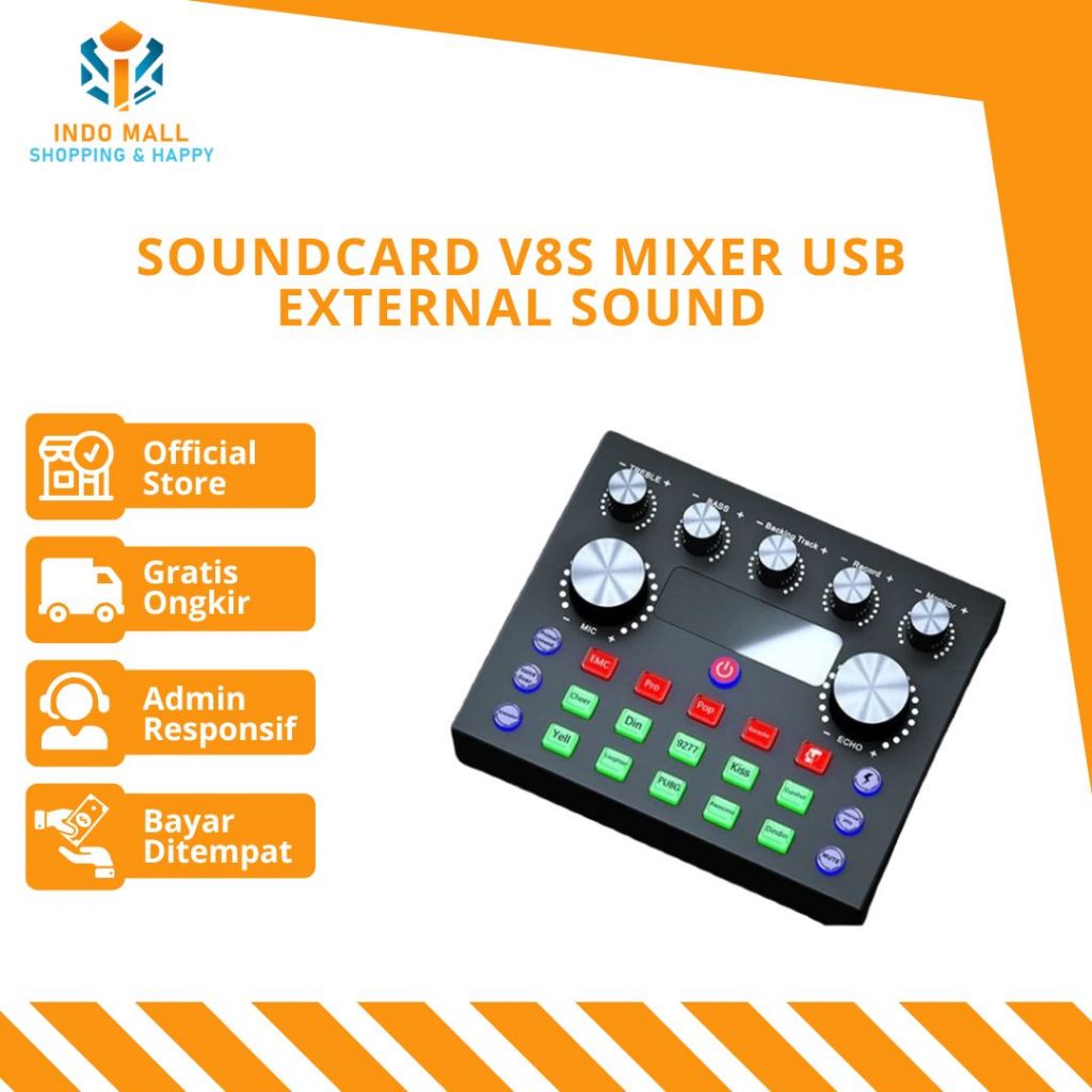 Soundcard V8S Mixer USB External Sound Card Bluetooth Amplifier Effect(V8S MIXER)