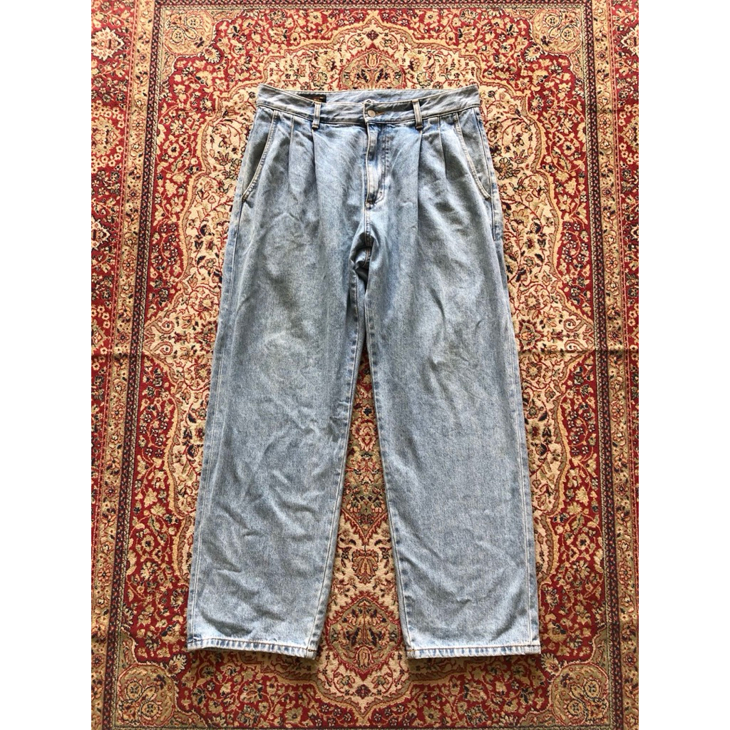 Celana Uniform bridge & Co 2 tuck wide denim pants Vintage Denim wide pants HH151