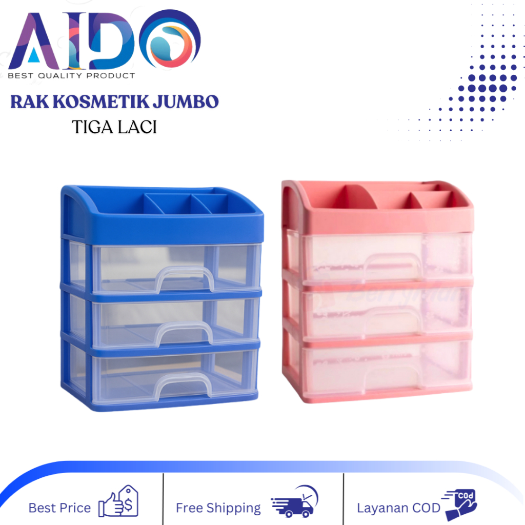 Rak Kosmetik Multifungsi 3 Laci Susun JUMBO Kosmetik/Kotak Kosmetik/Makeup Storage Organizer