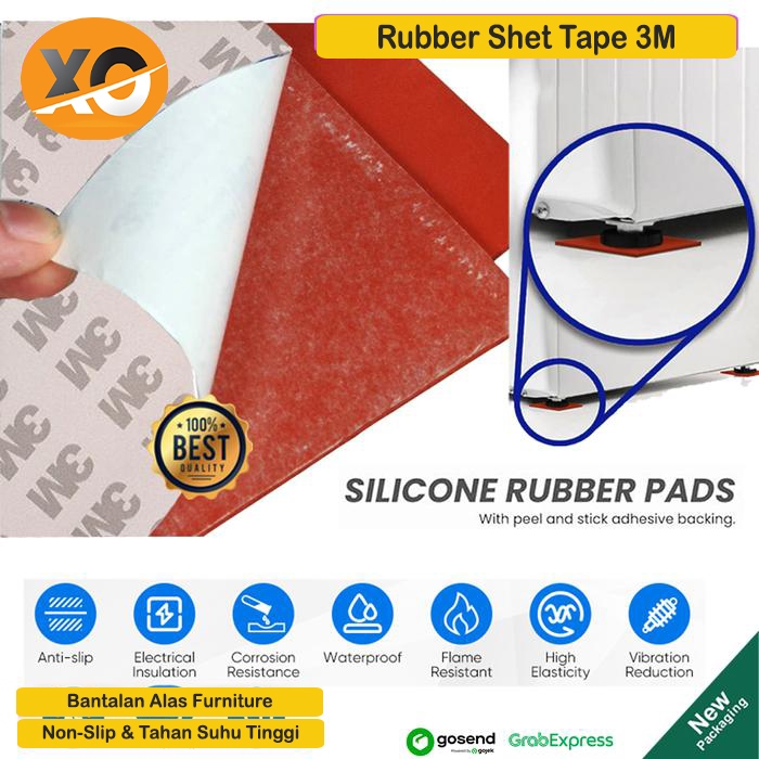Karet Silikon Lembaran Double Tape 3M Original Rubber Sheet Silicone Karet Gasket Alas Meja Mesin da