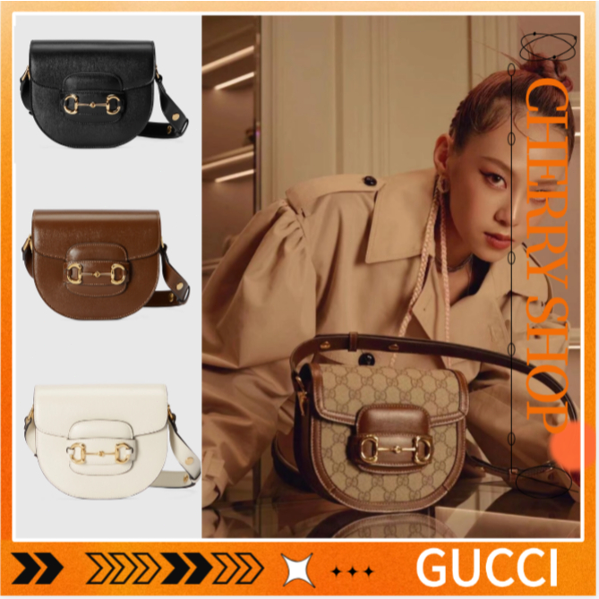 Gucci Tas sadel setengah lingkaran Gucci 1955 model baru meluncurkan tas selempang wanita