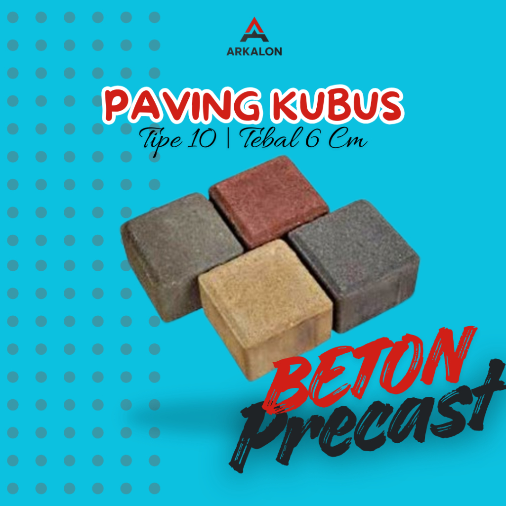 Paving Kubus Tipe 10 Tebal 6 cm – Beton K250 | Paving Block Kotak 4 Warna Custom