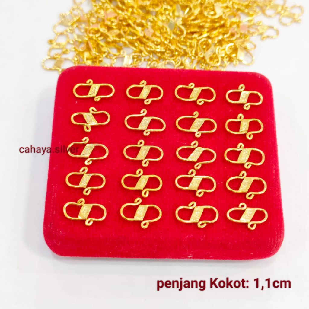 kaitan S/Kokot Perak Asli 925 Lapis Emas